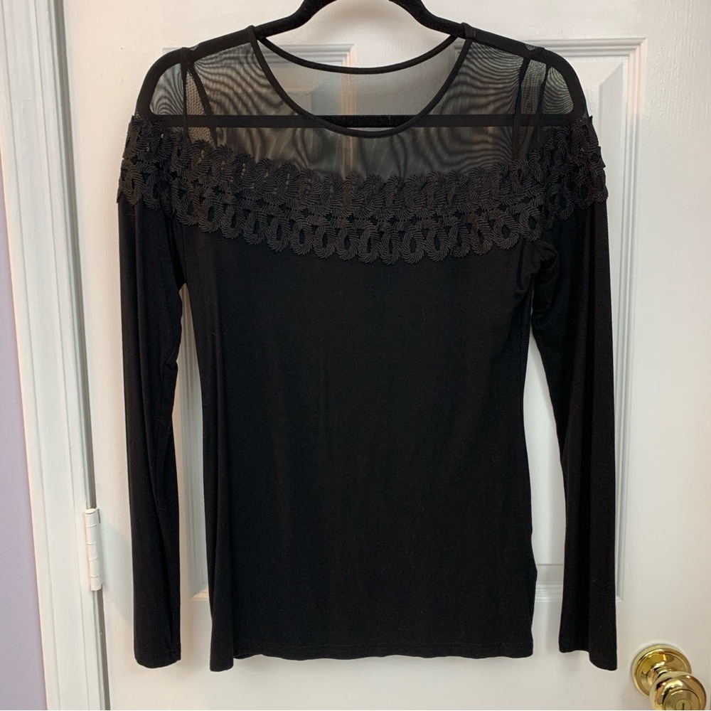 AMELIE BOUTIK Sheer Long Sleeve Top Size Small